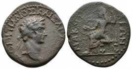 (Bronze, 8.46g 24mm) Phrygia. Nakoleia. Domitian AD 81-96.
AYT KAI ΔΟΜΙΤΙΑΝΟΣ ΚΑΙΣΑΡ ΣΕΒ ΓΕΡ, laureate head right 
Rev.ΝΑΚΟΛΕΩΝ, Tyche seated left, ...