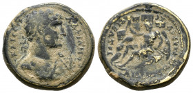 (Bronze, 6.57g 18mm) PHRYGIA. Apameia. Hadrian , 117-138. Hemiassarion 
 AΔPIANOC KAI CЄB Laureate and cuirassed bust of Hadrian to right, wearing ae...