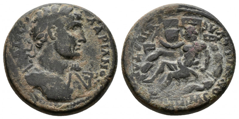 (Bronze, 5.77g 18mm) Phrygia, Apameia. Hadrian. A.D. 117-138. 
 [AΔP]IANO[C] KA...