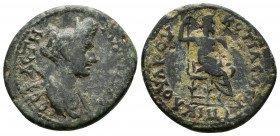 (Bronze, 4.99g 20mm) PHRYGIA. Cotiaeum.
Matidia (Augusta, 112-119). Ae.
ΜΑΤΙΔΙΑ СЄΒΑСΤΗ.
Draped bust right.
Rev: ЄΠΙ ΚΛ ΟVΑΡΟV ΚΟΤΙΑЄΩΝ.
Zeus sea...