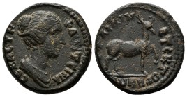(Bronze.4.25g 19mm) PHRYGIA. Apameia. Faustina II (Augusta 147-176). Ae.
ΦAVCTEINA CEBACTH./ Draped bust right.
Rev: E Φ ΛIKIN CTEKTORHNΩN./ Stag st...
