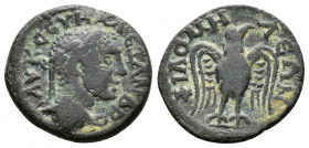 (Bronze, 2.19g 15mm) Phrygia, Philomelium. Severus Alexander. A.D. 222-235. 
AV K CЄVH AΛЄΞANΔPOC, laureate head of Severus Alexander right 
Rev. ΦI...