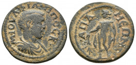 (Bronze, 6.34g 21mm) Phrygia Apameia Philip II (Caesar) 247-249.
bare-headed, draped and cuirassed bust of Philip II, right, seen from front Μ ΙΟΥΛ Φ...