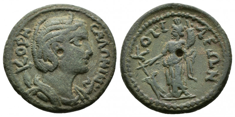 (Bronze, 3.99g 19mm) Salonina (Augusta, 254-268). Phrygia, Cotiaeum. 
 Diademed...