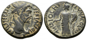 (Bronze, 7.89g 20mm) PISIDIA Antioch, Septimius Severus (193-211) 
 L SEPT SEV P-ERT AVG IMP - radiate head right
Rev: ANTIOCH FORTVNA COLON - Tyche...