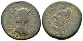 (Bronze, 9.59g 25mm) Pisidia Isinda Julia Soaemias (Augusta) 
draped bust of Julia Soaemias, right ΙΟΥΛ CΟΥΑΙΜΙΑC CƐ
Rev: ΙϹΙΝΔƐΩΝ, Tyche standing f...