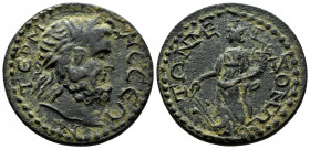(Bronze, 14.20g 29mm) Pisidia Termessos 238-260 AD. autonomous issue. 
Obv: TERMHCCEWN legend with laureate head of Zeus right. 
Rev: TWN MEIZONWN l...