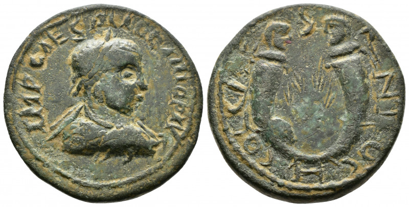 (Bronze, 16.59g 29mm) PISIDIA. Antiochia. Gallienus (253-168). 
 IMP CAES P LIC...