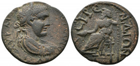 (Bronze, 8.63g 26mm) Pamphylia ASPENDOS Valerian I. 253 - 260 
Laureate bust of Valerian I to r. , with cuirass and paludamentum 
Rev. Sarapis enthr...