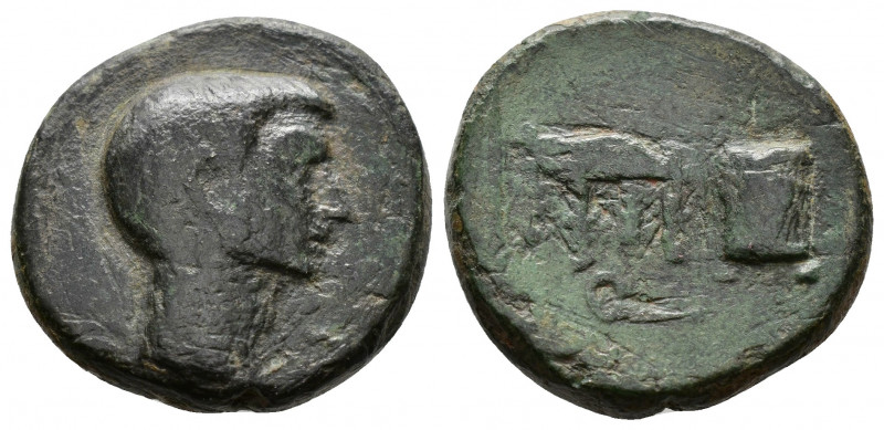 (Bronze, 7.01g 19mm) ASIA MINOR. Uncertain. 1st century BC. 
Bare head of a Rom...