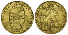(Gold. 3.42g 23mm) ITALY, Venice. Andrea Dandolo, 1342-1354 AD. Gold Ducat
Christ standing in nimbus/ Doge kneeling before 
St. Mark. Paol.29.1.