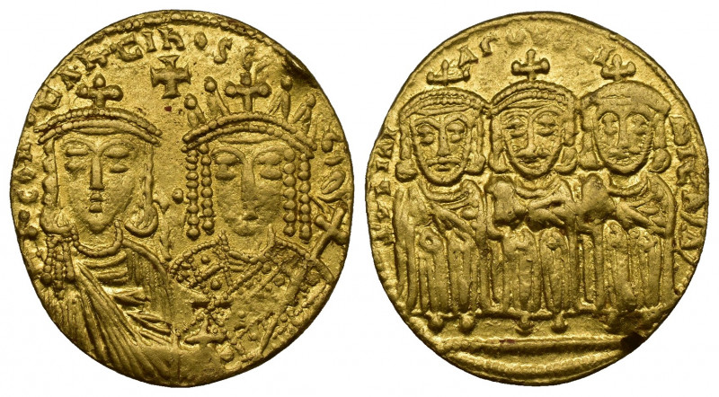 (Gold. 4.41g 20mm) Constantine VI and Irene, with Leo III, Constantine V, and Le...