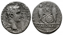 (Silver. 3.21g 18mm) Augustus. 27 BC-AD 14. AR Denarius . Lugdunum (Lyon) mint. 
Laureate head right
Rev: Caius and Lucius Caesars standing facing, ...