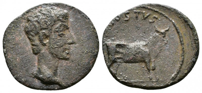(Bronze, 2.69g 17mm) Augustus (27 BC-AD 14). AR/AE fourree denarius Pergamum, ca...