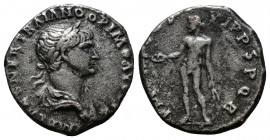 (Silver. 2.66g 18mm) TRAJAN (98-117). Denarius. Rome.
Laureate, draped and cuirassed bust right.
Rev: Genius standing left, holding patera and grain...