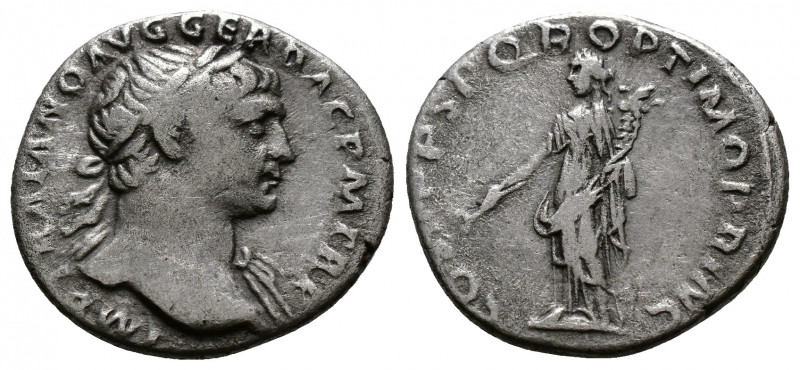 (Silver. 3.01g 18mm) Trajan (98-117) AR Denarius Rome, 108-109.
laureate bust r...