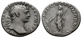 (Silver. 3.01g 18mm) Trajan (98-117) AR Denarius Rome, 108-109.
laureate bust right, slight drapery on far shoulder
Rev: Felicitas, draped, standing...