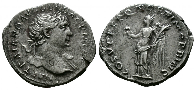 (Silver, 3.22g 21mm) Trajan (AD 98-117). Silver denarius AD 103-111. 
laureate ...