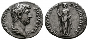 (Silver.3.39g 20mm) HADRIAN (117-138). Denarius. Rome.
Bareheaded bust right, with slight drapery.
Rev: Tranquillitas standing left, holding sceptre...