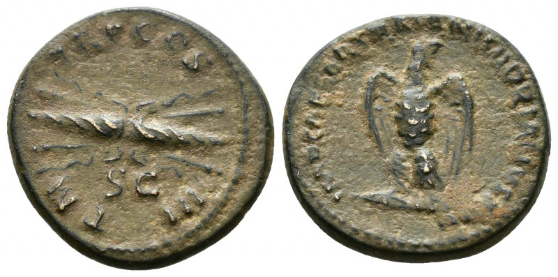 (Bronze, 3.40g 20mm) HadriaN. AD 117-138 Rome mint. Struck AD 121-122. Æ Quadran...