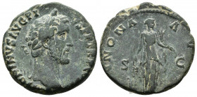(Bronze, 8.99g 25mm) Antoninus Pius augustus, 138 – 161
 ANTONINVS AVG – PIVS P P TR P COS III Laureate head r. 
Rev. ANNONA AVG S – C Annona standi...