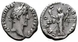 (Silver, 2.75g 17mm) Antoninus Pius, 138-161. Denarius Rome, 145-161.
 Laureate head of Antoninus Pius to right. 
Rev. Liberalitas standing front, h...