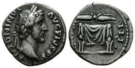 (Silver, 3.00 19mm) ANTONINUS PIUS. 138-161 AD. AR Denarius Struck 145-161 AD. 
 laureate head right 
Rev. winged thunderbolt on draped throne. 
RI...