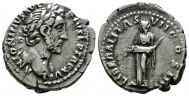 (Silver 3.53g 19mm) Antoninus Pius (AD 138-161). AR denarius Rome,
 laureate head of Antoninus Pius right 
Rev: Liberalitas standing facing, head ri...