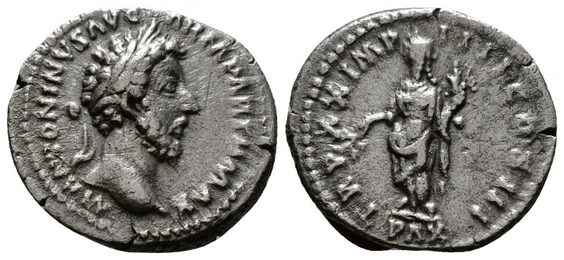 (Silver.3.52g 20mm) MARCUS AURELIUS, 161-180 AD. AR Denarius
Laureate head 
Re...