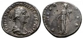(Silver, 3.54g 18mm) Faustina Junior. Denarius. 145-147 AD. Rome. 
draped bust right. Rev. Concordia standing facing, head right, holding cornucopiae...