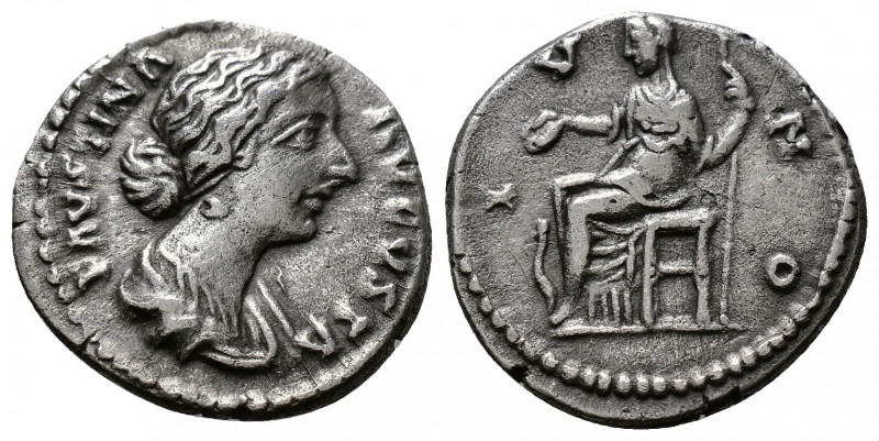 (Silver, 3.20g 19mm) FAUSTINA II. (147-176 ). Denarius. Rome. 
 Draped. diademe...