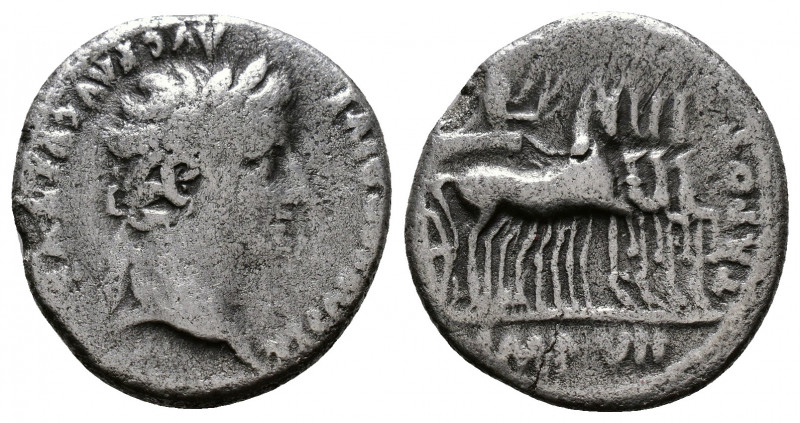 (Silver, 3.39g 18mm) Tiberius. AD 14-37. AR Denarius. Lugdunum (Lyon) mint. Stru...