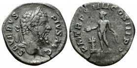 (Silver, 2.77g 19mm) Septimius Severus (193-211 AD), AR Denarius 
 laureate head right
 Rev.Genius, naked, standing front, sacrificing out of patera...