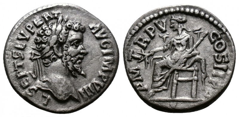 (Silver, 2.96g 19mm) Septimius Severus (193-211 AD), 196-197 AD 
 laureate head...