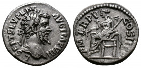 (Silver, 2.96g 19mm) Septimius Severus (193-211 AD), 196-197 AD 
 laureate head right, rev. Pax seated left, holding branch and sceptre 
(RSC 444; R...