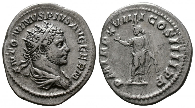 (Silver.4.34g 22mm) CARACALLA (198-217). Antoninianus. Rome.
Radiate, draped an...