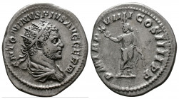 (Silver.4.34g 22mm) CARACALLA (198-217). Antoninianus. Rome.
Radiate, draped and cuirassed bust right.
Rev: Serapis standing facing, head left, rais...