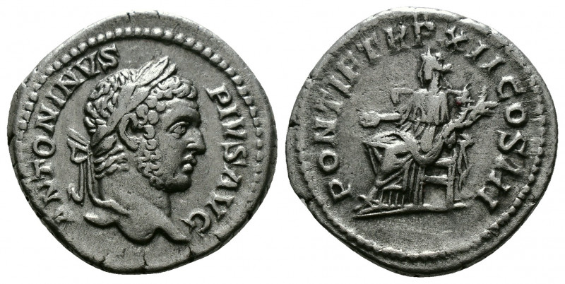 (Silver, 3.39g 19mm) Caracalla, 198-217, AR Denarius 209, Rome. 
famous head ri...