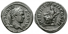 (Silver, 3.39g 19mm) Caracalla, 198-217, AR Denarius 209, Rome. 
famous head right Rev.Concordia left sitting,cornucopia.
RIC 111; Kamp.51.111.1