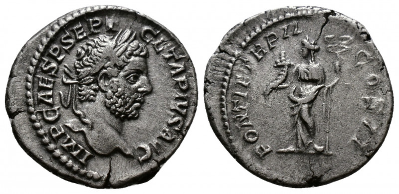 (Silver. 3.00g 20mm) Geta (198-212) - AR Denarius Rome 
laureate bust right
Re...