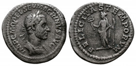 (Silver, 2.68g 20mm) Macrinus (217-218 AD). AR Denarius 
 Laureate and cuirassed bust to right. 
Rev. Felicitas standing left, holding cornucopiae a...