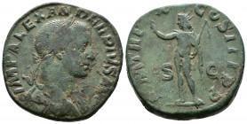 (Bronze, 19.02g 29mm) Severus Alexander (222-235) - AE Sestertius Rome 
Laureate bust right 
Rev.Sol advancing left holding wreath and whip 
(RIC 5...