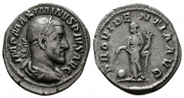 (Silver.2.75g 20mm) MAXIMINUS THRAX (235-238). Denarius. Rome.
Laureate, draped and cuirassed bust right.
Rev: Providentia standing left, holding co...