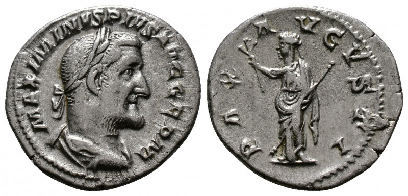 (Silver, 2.89g 20mm) Maximinus I Thrax (235-238 AD). AR Denarius Rome
 Laureate...