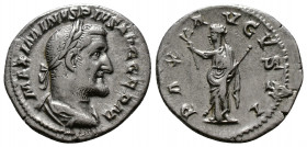 (Silver, 2.89g 20mm) Maximinus I Thrax (235-238 AD). AR Denarius Rome
 Laureate, draped and cuirassed bust to right. Rev. standing facing, head left,...