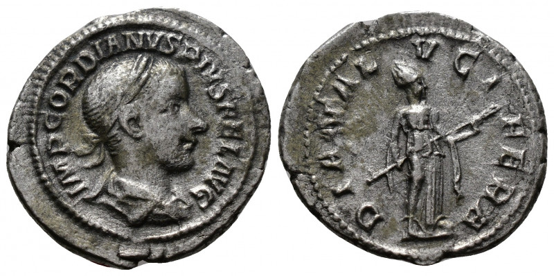 (Silver. 3.50g 21mm) Gordian III, 238-244 Denarius circa 241, AR 
Laureate, dra...