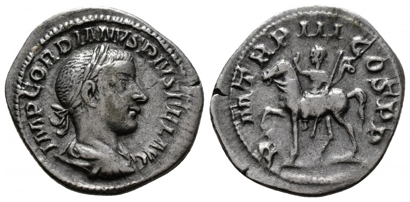 (Silver. 2.70g 19mm) Gordian III, 238-244. Denarius Rome, 240.
Laureate, draped...