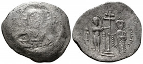 (Silver. 3.75g 26mm) Alexius I Comnenus, 1081-1118. Aspron Trachy Thessalonica,
Nimbate bust of Christ facing,
Rev. St. Demetrius, nimbate and in mi...