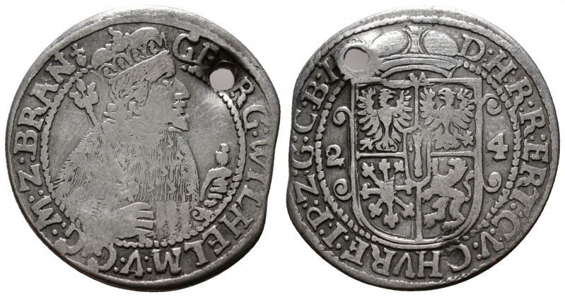 (Silver. 6.01g 30mm) Germany, Brandenburg-Preussen, Georg Wilhelm AR 1/4 Taler 1...