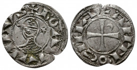 (Silver. 0.96g 17mm) CRUSADERS Antioch. Bohémond III. 1163-1201. AR Denier
helmeted and mailed bust left; 
Rev: ross pattée; 
Metcalf, Crusades , 3...